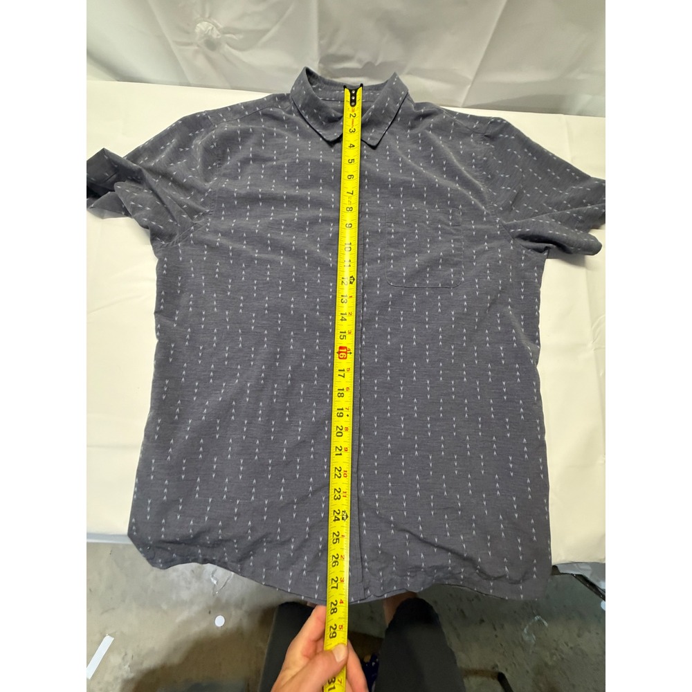 Vuori Mens Bridge Button Down Shirt Gray Geometric Pattern Short Sleeve V184 L - Picture 7 of 8